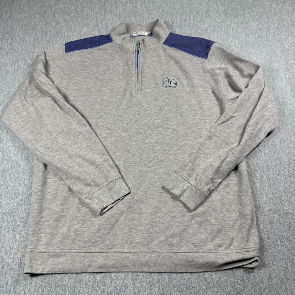 Peter Millar Pullover Mens XXL Gray Crown Comfort 1/4 Zip Aria Las Vegas Golf